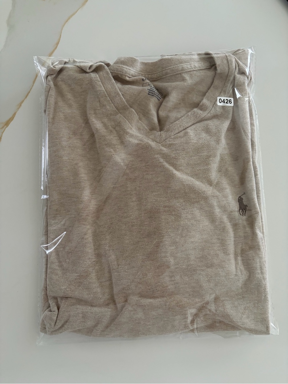 Polo by Ralph Lauren Men’s V-Neck Tee in Light Beige Size L - Picture 6 of 6